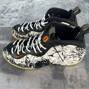 Nike foamposite in Black and White size 11 Athletic Shoes with Orange Accents